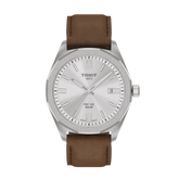 Tissot T1514221603100 PRC 100 Solar Quartz 39mm Mens Watch Silver Leather - Bijoux Eclore