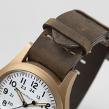 Hamilton Khaki Field Mechanical White Dial Bronze Titanium Leather Strap Men's Watch H69459510 - Bijoux Eclore