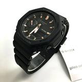 Casio G-Shock GMAS2100-1A black with gold accent thin watch NEW - Bijoux Eclore