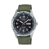 Casio MTPS120L-3AV Men's Solar Day and Date Green Nylon Strap 42mm Watch - Bijoux Eclore