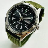 Casio MTPS120L-3AV Men's Solar Day and Date Green Nylon Strap 42mm Watch - Bijoux Eclore