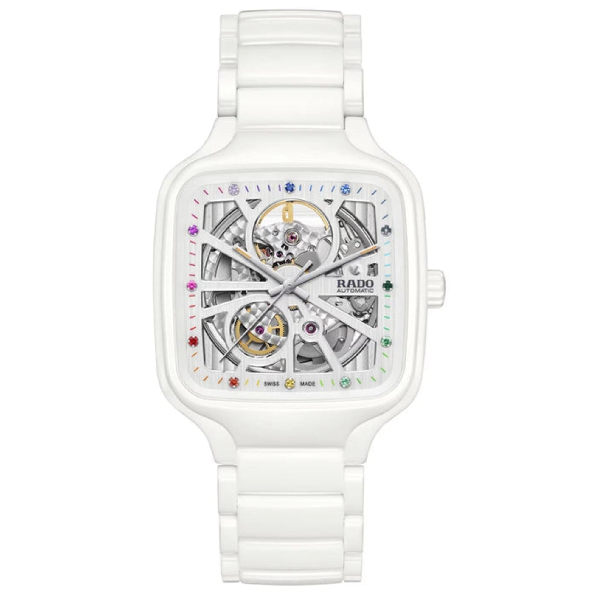 Rado R27073712 True Square Automatic Open Heart White Watch - Bijoux Eclore