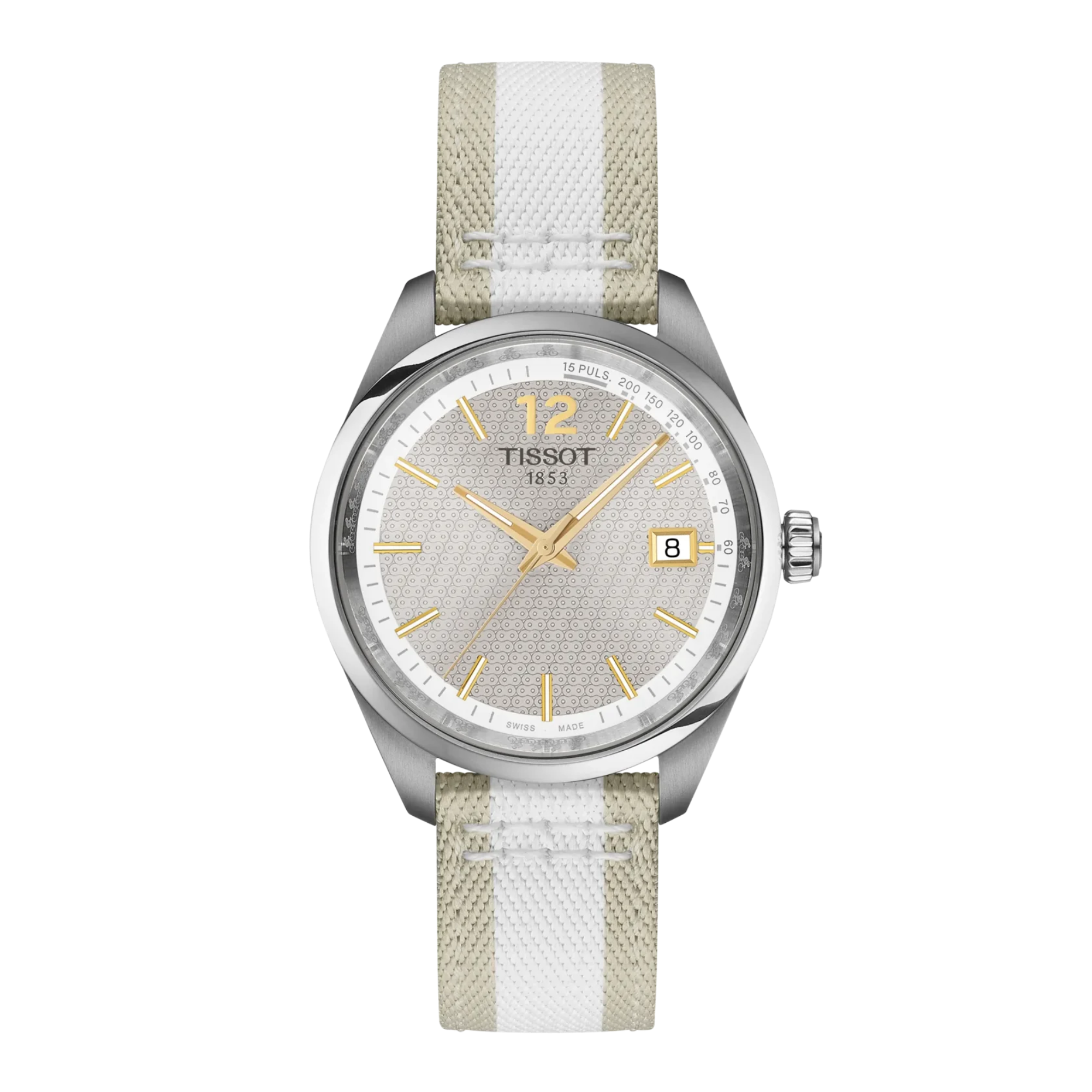 Tissot PR 100 Quartz 34mm Silver Dial Grey Fabric Strap T150.210.17.037.00 - Bijoux Eclore