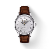 Tissot Le Locle Powermatic 80 Open Heart Cadran argenté Cuir marron T006.407.16.033.01