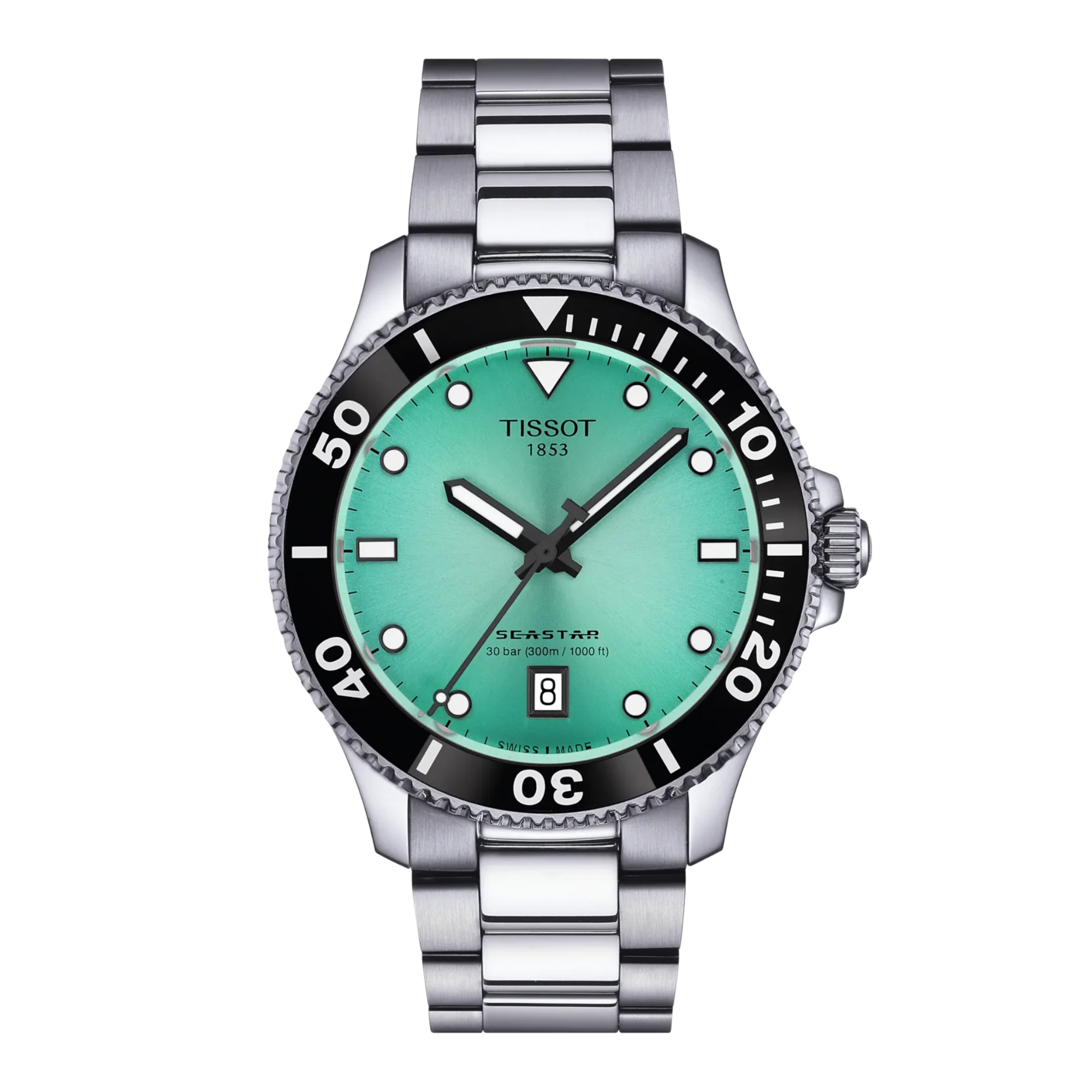 Tissot Seastar 1000 Quartz 40mm Teal Dial Stainless Steel Bracelet Watch T120.410.11.091.00 - Bijoux Eclore