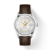 Tissot Visodate 39mm Powermatic 80 Automatic Silver Dial Brown Leather Strap Watch T1574071603100 - Bijoux Eclore