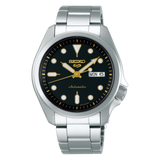 Montre automatique pour homme Seiko SRPE57K1J 5 Sports, cadran noir, bracelet en acier inoxydable argenté