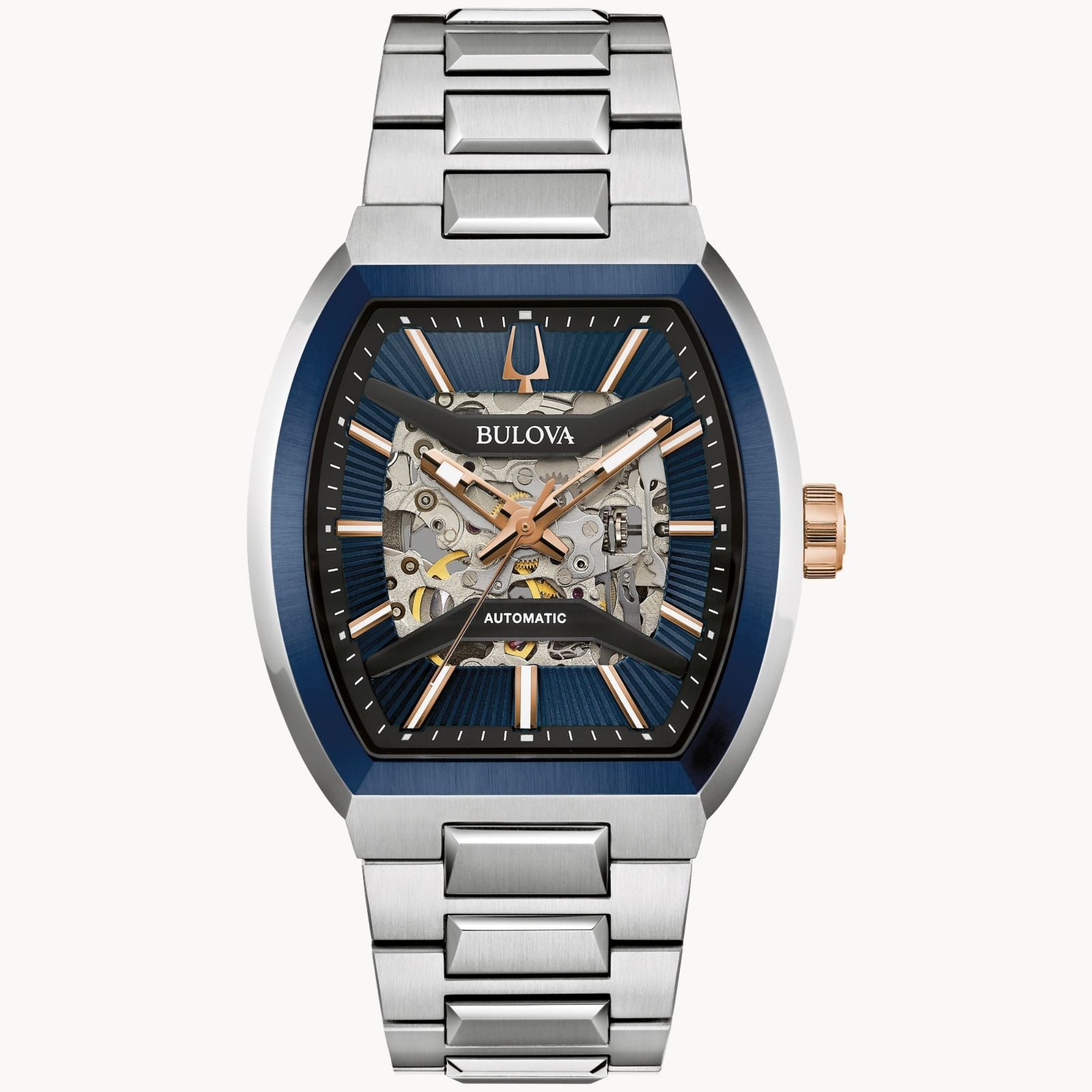 Bulova Blue Dial Stainless Steel Bracelet Maquina 98A319 - Bijoux Eclore