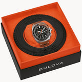 Bulova Black Dial Leather Strap Racer Chronograph Watch 98B427