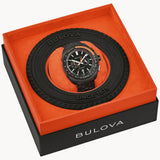 Bulova Men's Racer Chronograph (42mm) Black Dial Leather Strap 98B428