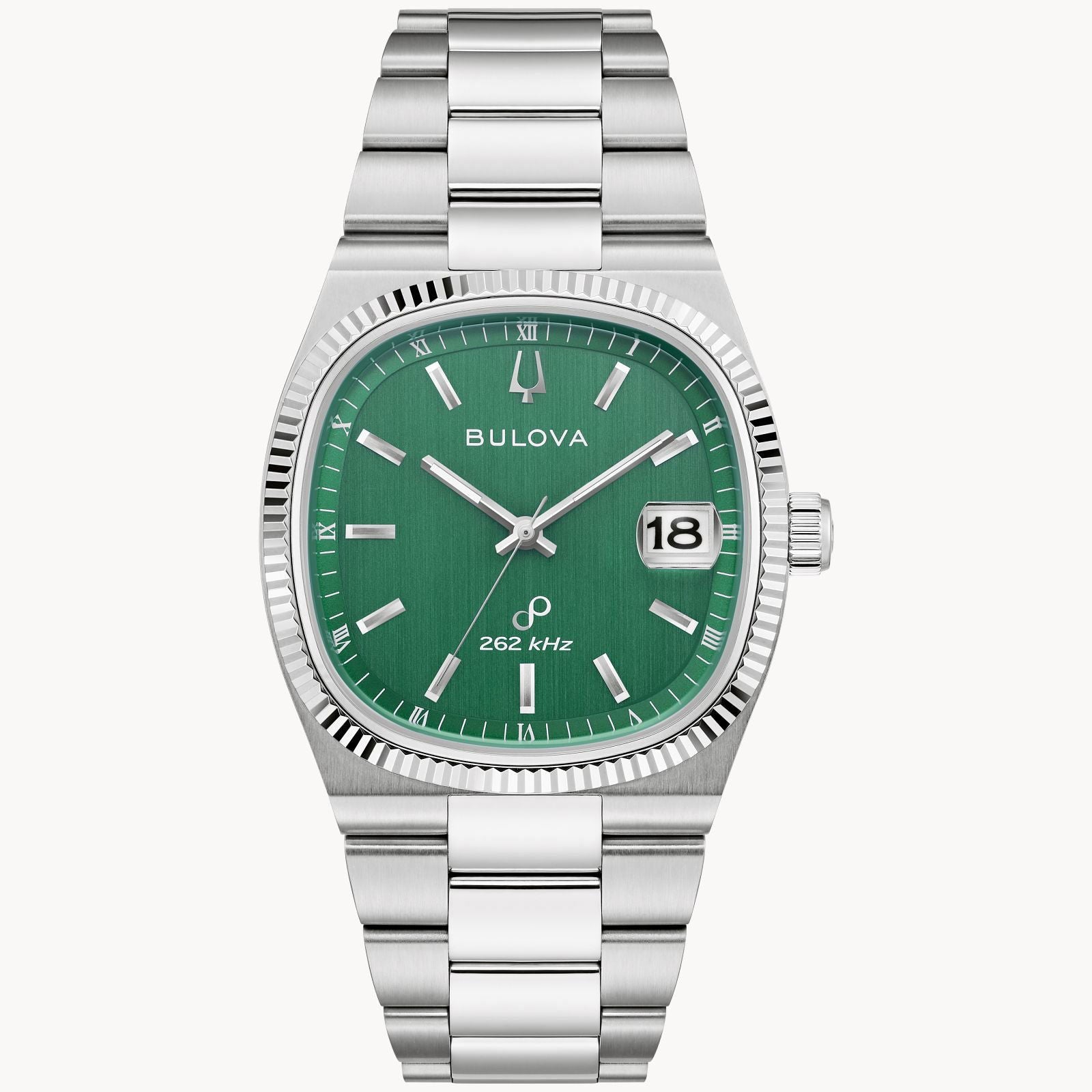 Bulova Super Seville Green Dial Stainless Steel Watch 38mm 96B439