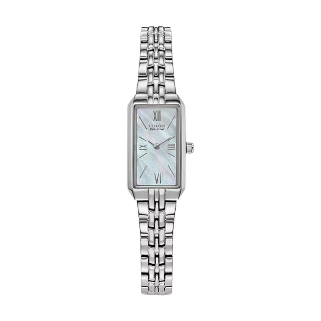 Citizen Women's Eco-Drive Silver Bracelet Watch with Mother of Pearl Dial EG2691-57D