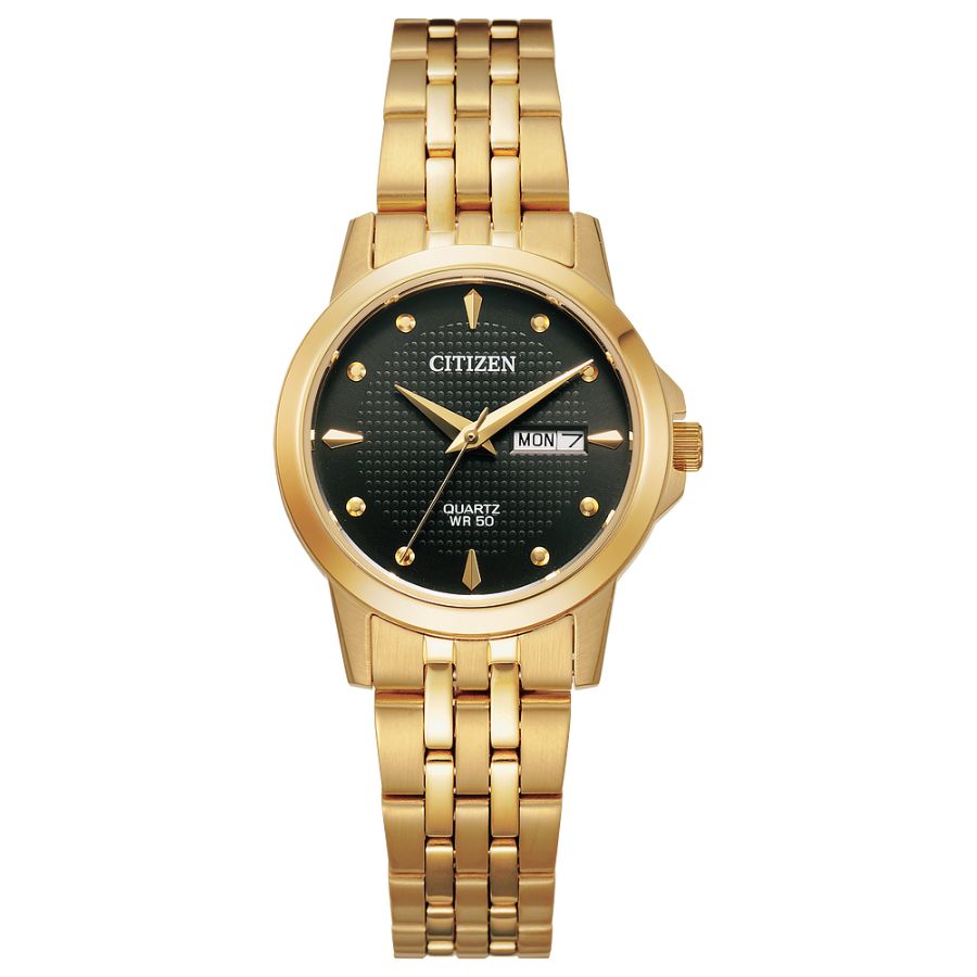 Citizen Gold Tone Stainless Steel Black Dial Watch -EQ0603-59F - Bijoux Eclore