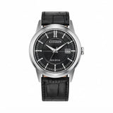 Citizen Eco-Drive Rolan Black Dial Black Leather Strap Men's Watch AW2110-06E - Bijoux Eclore