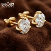 Raised Round Diamond Earrings with Accent Diamond Gallery - Bijoux Eclore