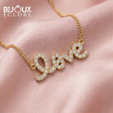 Elegant Diamond Love Pendant Chain in Yellow Gold with Sparkling Statement Design - Bijoux Eclore
