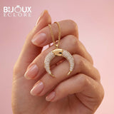 Luxury Crescent Shaped Diamond Charm Necklace in Yellow Gold with Polished Bail - Bijoux Eclore