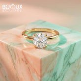 Classic Yellow Gold Solitaire Diamond Ring with Round Cut Center Stone and High-Set Prong Detail - Bijoux Eclore
