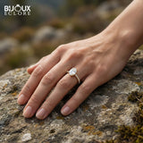 Exquisite Oval-Cut Diamond Engagement Ring with a Delicate Gold Band - Bijoux Eclore