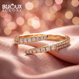 Premium Yellow Gold Diamond Bypass Ring with Elegant Open Band Design - Bijoux Eclore