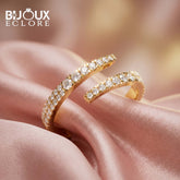 Premium Yellow Gold Diamond Bypass Ring with Elegant Open Band Design - Bijoux Eclore