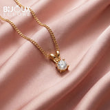 Luxury Round Diamond Solitaire Pendant Necklace in Yellow Gold - Bijoux Eclore