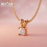 Luxury Round Diamond Solitaire Pendant Necklace in Yellow Gold - Bijoux Eclore