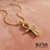Premium Gold Egyptian Ankh Pendant Necklace for Women with Modern Minimalist Chain Style - Bijoux Eclore