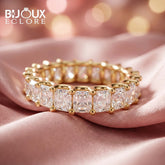 Square Diamond Full Eternity Ring with Gold Prong Setting - Bijoux Eclore