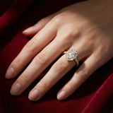 Premium Pear Shape Diamond Engagement Ring – Gold Halo Design with Pavé Band - Bijoux Eclore
