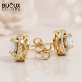 Gold Intricate Basket Halo Earrings - A Refined Statement of Grace and Eternal Sparkle - Bijoux Eclore