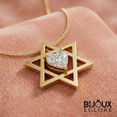 Timeless Gold Star Pendant Necklace for Women with Pear Cut Center Crystal and Sleek Modern Style - Bijoux Eclore