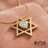 Timeless Gold Star Pendant Necklace for Women with Pear Cut Center Crystal and Sleek Modern Style - Bijoux Eclore