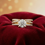 Round Cut Diamond Ring with Double Band – Elegant Gold Ring - Bijoux Eclore