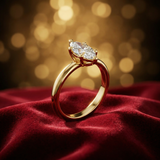 Unique Marquise Engagement Ring – Slim Band Diamond Ring - Bijoux Eclore