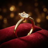 Oval Diamond Ring with Side Stones – Classic Proposal Ring - Bijoux Eclore