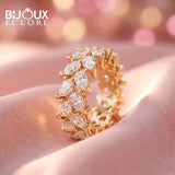 Bold Pear Diamond Eternity Ring with High-Polish Gold Detail - Bijoux Eclore