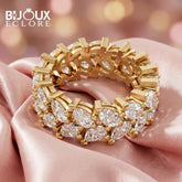 Bold Pear Diamond Eternity Ring with High-Polish Gold Detail - Bijoux Eclore