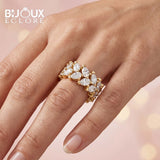 Bold Pear Diamond Eternity Ring with High-Polish Gold Detail - Bijoux Eclore