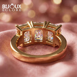 Modern Emerald Cut Diamond Ring with Sleek Gold Finish - Bijoux Eclore