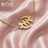 Custom Yellow Gold Necklace with Calligraphy Design - Bijoux Eclore