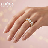 Palais Lumière Fancy-Cut Diamond Eternity Ring in Statement Yellow Gold - Bijoux Eclore