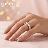 Celeste Empress Oval Diamond Band with Sculpted Claw-Prong Gold Elegance - Bijoux Eclore