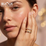 Yellow Gold Openwork Diamond Band with Dual Sparkle Rows - Bijoux Eclore