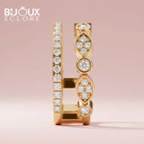 Yellow Gold Openwork Diamond Band with Dual Sparkle Rows - Bijoux Eclore