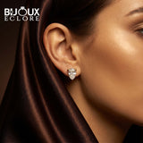 Luxury Pear Shaped Diamond Earrings with Curved Gold Setting - Bijoux Eclore