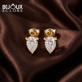Luxury Pear Shaped Diamond Earrings with Curved Gold Setting - Bijoux Eclore
