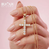 Diamond Cross Pendant Necklace in Rose Gold Finish - Bijoux Eclore