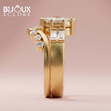 Art Deco Marquise Diamond Ring with Baguette Side Stones - Bijoux Eclore