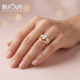 Art Deco Marquise Diamond Ring with Baguette Side Stones - Bijoux Eclore